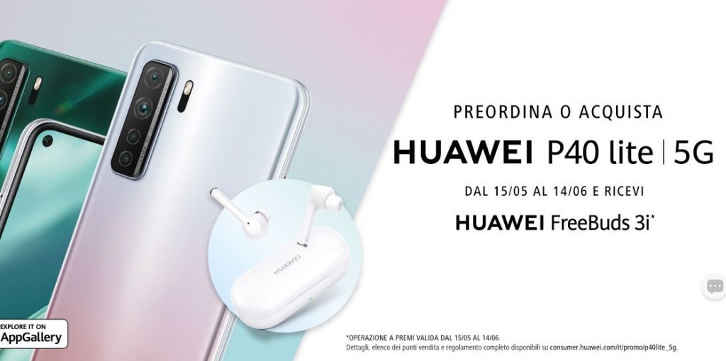 HUAWEI P40 lite 5G disponibile in Italia a 399 euro con cuffie FreeBuds 3i in regalo