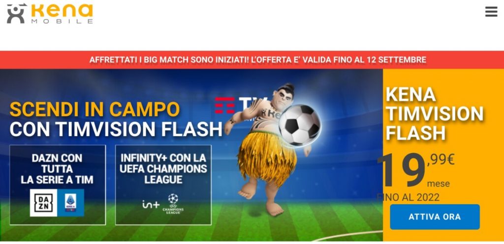 Kena TimVision Flash: Dazn + Infinity + TimVision con un unico abbonamento