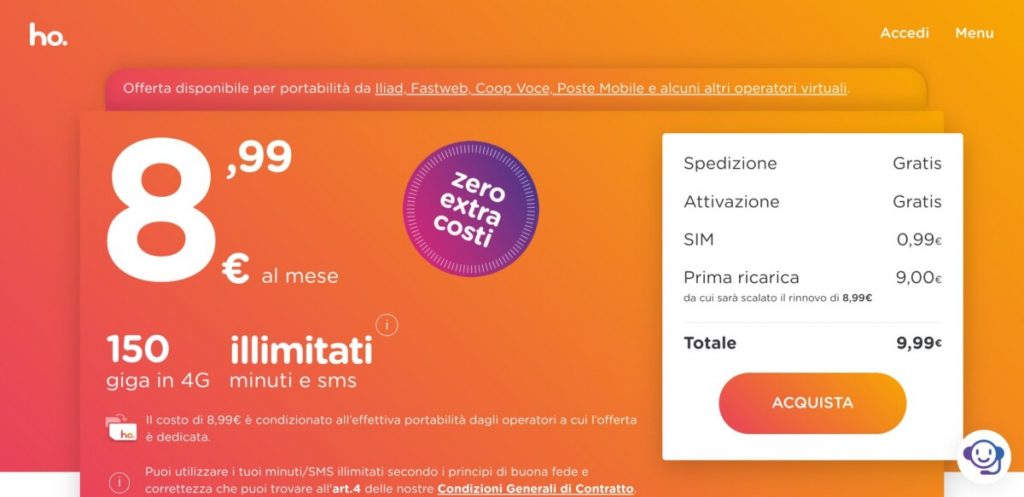 Ho Mobile offre minuti e SMS illimitati, 150GB a 8,99 euro/mese a clienti Iliad