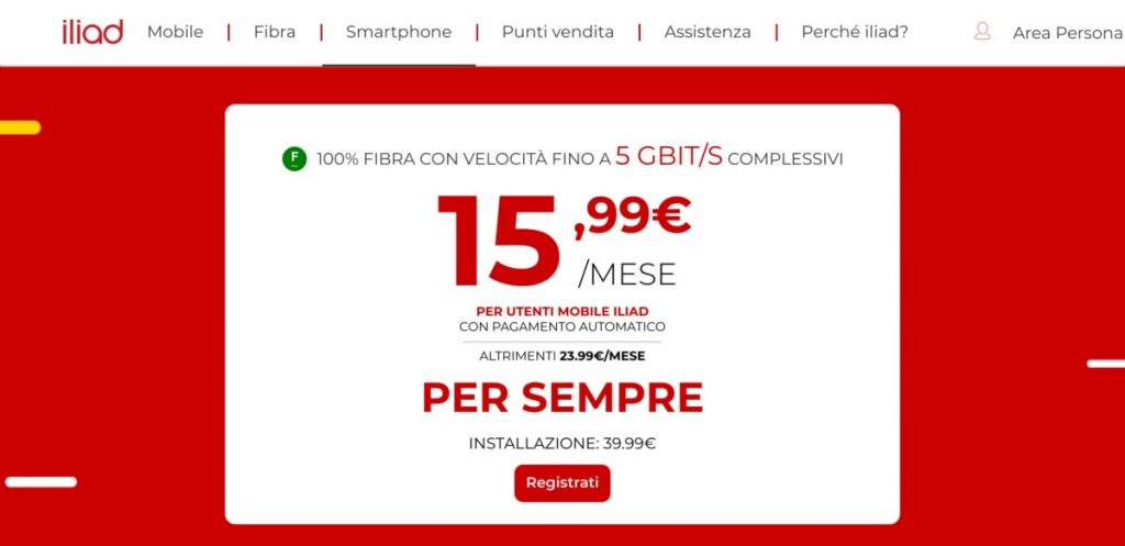 Iliad presenta la sua offerta Fibra per l’Italia