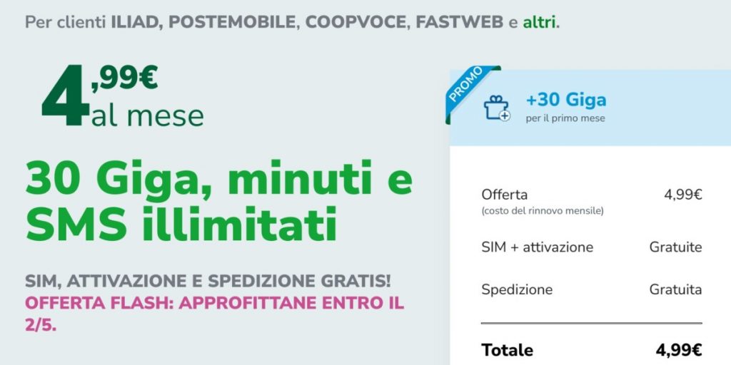 Very Mobile lancia l’offerta Very 4,99 60 GB (fino al 2 maggio)