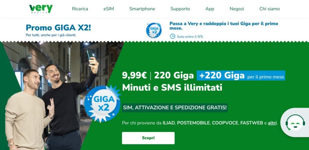 Very Mobile lancia la promo “Giga x2” fino al 9 maggio