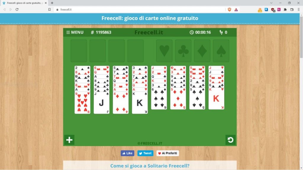 Come giocare a Freecell gratis usando Chrome