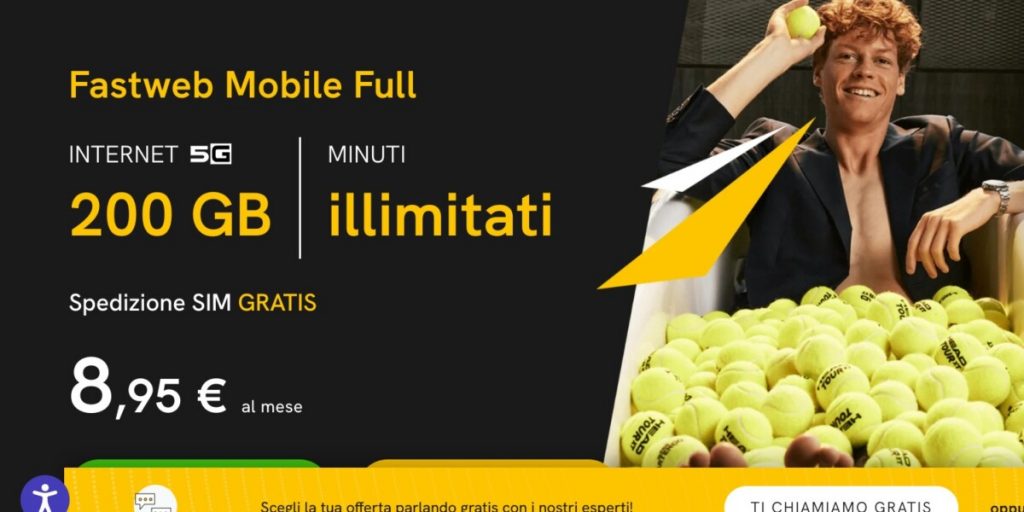 Fastweb Mobile offre minuti illimitati e 200 GB in 5G a 8,95 euro al mese