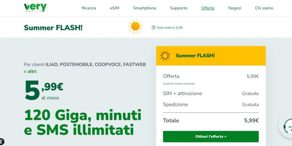 Very Mobile proroga l’offerta Summer Flash 5,99 per chi fa portabilità del numero