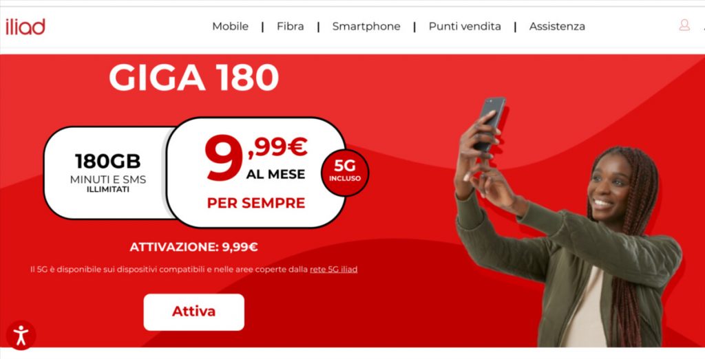 Iliad Flash 180 ritorna: minuti ed sms illimitati + 180 GB in 5G al mese a 9,99 euro